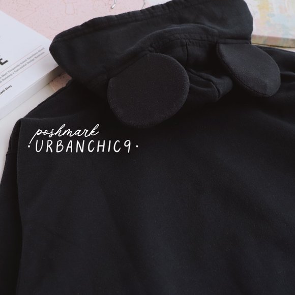 DISNEY Mickey Mouse Hoodie Sweatshirt w/ Ears Black size S - Picture 5 of 13